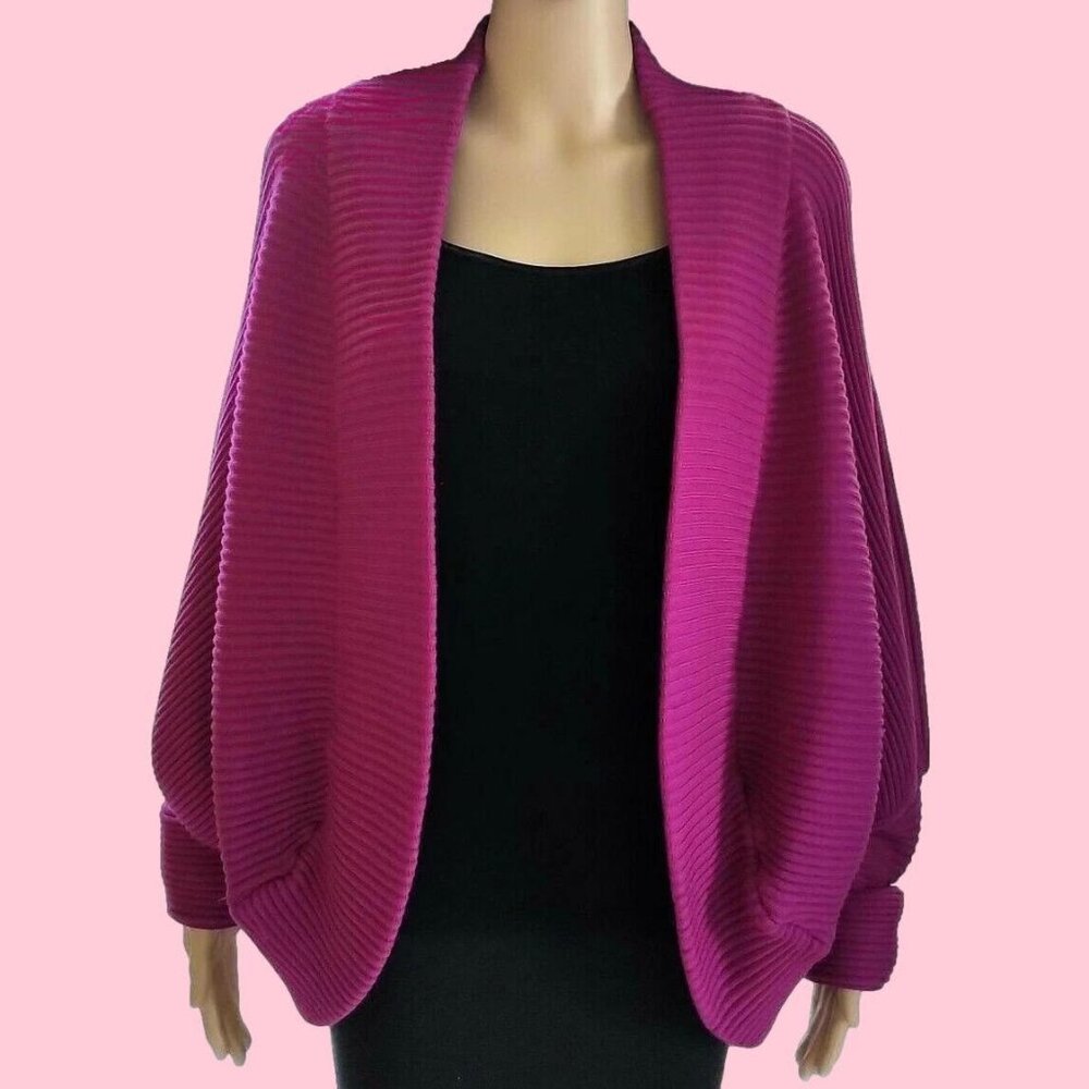 Givenchy Fuchsia Pink Ribbed Cardigan Sweater 4 & 6
